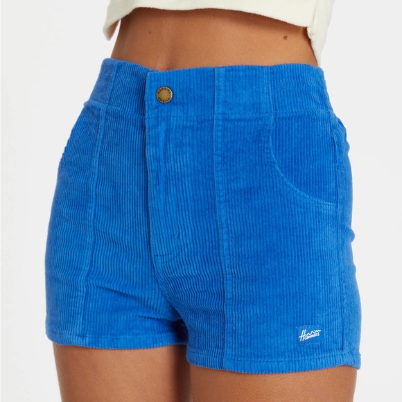 Hammies Women’s High Rise Blue Corduroy Retro Mini Shorts 30 - Picture 1 of 7
